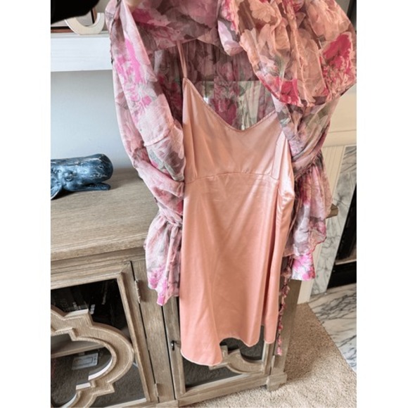 Alex Marie Floral Ruffle Mini Dress Womens Pink Size 6 - Picture 8 of 12